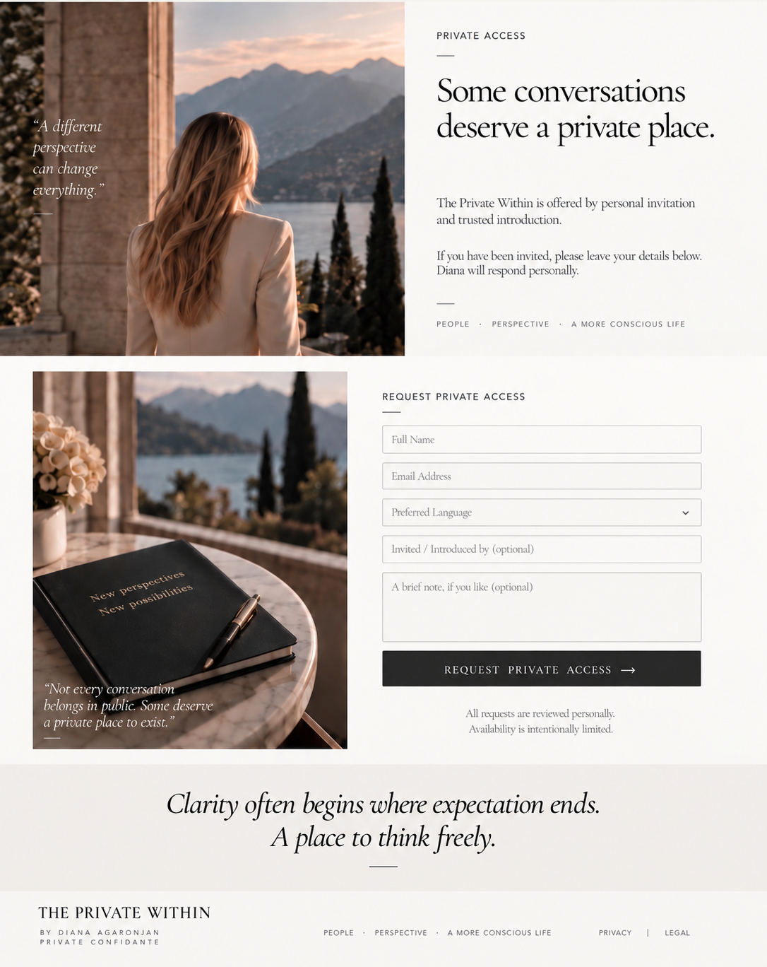 Private Access page of The Private Within